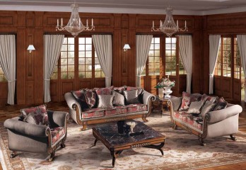 Серая гостиная с черными мраморными столиками - acp/1858