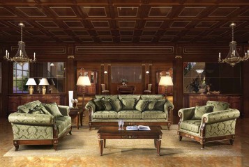 Дизайнерская гостиная с мягкой мебелью оливкового оттенка - acp/1853