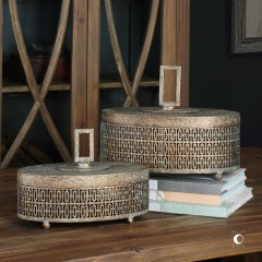 Овальные бронзовые шкатулки с ажурным орнаментом - utr/0099