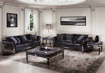 Черная гостиная с кожаными диванами - acp/1856