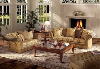 Золотисто-коричневая гостиная со стеклянным кофейным столом - acp/1871