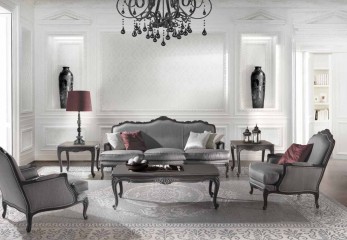 Серая классическая гостиная с черными столиками - acp/1881