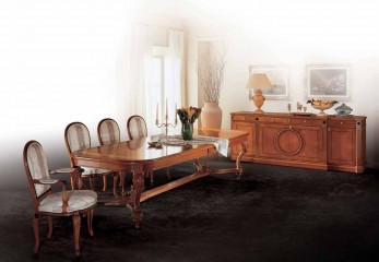 Обеденный стол из массива орехового оттенка на резном подстолье с проногой - acp/545