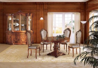 Круглый обеденный стол из массива на фигурной резной ножке - acp/493