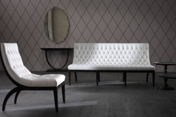 Черно-белая современная гостиная с кожаной мебелью - acp/1898