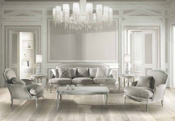 Светло-серая гостиная с патинированными столиками - acp/1882