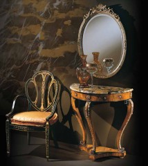 Консоль с полукруглой мраморной столешницей на 3 резных изогнутых ножках - ezb/619