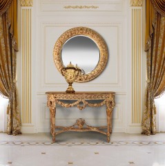 Консоль с полукруглой мраморной столешницей на резном подстолье с гирляндами - ezb/315