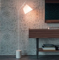 Торшер с текстильным плафоном на ножке с цилиндрическим основанием - ctn/393