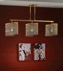 Позолоченная люстра с 3 спиральными плафонами из хрустальных подвесок - mdg/0762