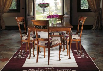 Темно-ореховый раздвижной стол с тонированной рельефной резьбой - mdg/0457