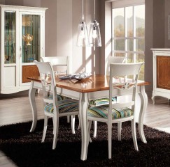 Белый стул с цветным полосатым сиденьем - mdg/1136