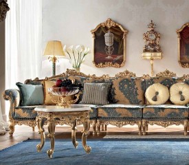 Белый мраморный столик на резном позолоченном подстолье - mdg/0365