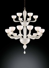 Двухъярусная люстра цвета слоновой кости из матового муранского стекла - lmo/062