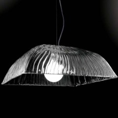 Люстра с квадратным рифленым плафоном из прозрачного стекла - lmo/177