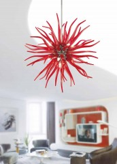 Шарообразная люстра в виде красной медузы - lmo/099