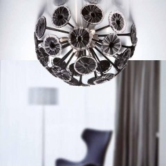 Люстра в форме полусферы из черных зонтиков - lmo/092