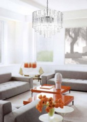 Люстра с круглым каскадным плафоном из прямоугольных стеклянных пластин - lmo/085