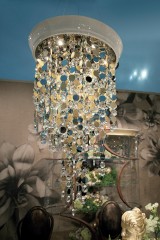 Круглая люстра с подвесками из хрустальных и металлических дисков - riv/515