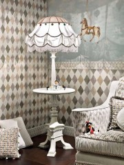 Белый торшер на ножке со столиком - pvz/211