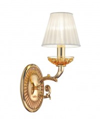 Золотистое бра со стеклянной розеткой и плиссированным белым абажуром - pos/301