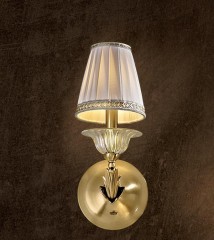 Бра на латунном каркасе с плиссированным белым абажуром - pos/360