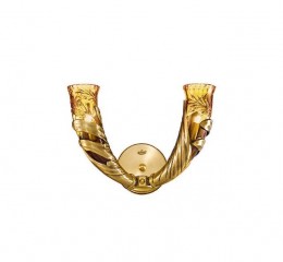 Золотистое бра с 2 рожками из стекла янтарного оттенка - pos/295