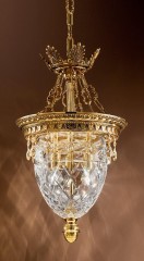 Подвесная люстра со стеклянным плафоном и подвесками персикового оттенка - pos/319