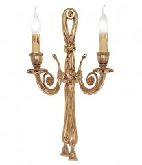 Вертикальное позолоченное бра с 2 горящими бежевыми свечами - pos/298