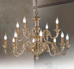 Классическая двухъярусная люстра с 12 горящими свечами - pos/355