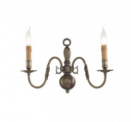 Темное бронзовое бра с 2 бежевыми горящими свечами - pos/350