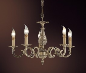 Классическая люстра цвета античной бронзы с 5 бежевыми свечами - pos/310