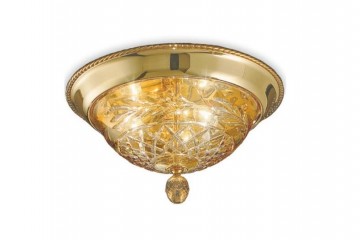 Светильник в форме полусферы из янтарного стекла на позолоченном каркасе - pos/333