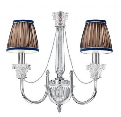 Серебристое бра с 2 коричневыми плиссированными абажурами - pos/290