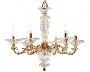 Люстра из рифленого муранского стекла на позолоченном каркасе - pos/338