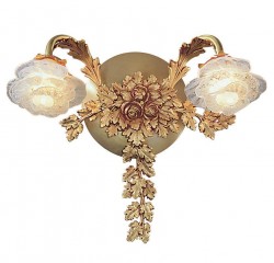 Бра из латуни с 2 светлыми стеклянными розами - pos/372