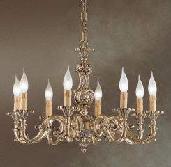 Патинированная люстра на 8 свечей с S-образными рожками - pos/344