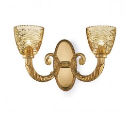 Двойное бра с витыми рожками и плафонами из стекла медового оттенка - pos/330
