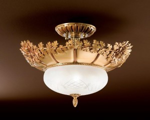 Люстра с круглым белым плафоном из сатинированного муранского стекла - pos/365