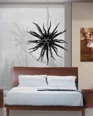 Подвесная люстра в форме шара с черными стеклянными лучами - adm/084