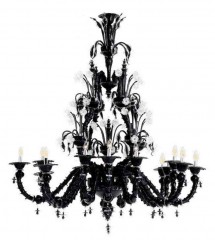 Фигурная черная люстра с цветочным декором из прозрачного стекла - adm/124