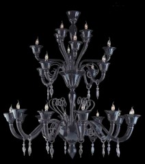 Двухъярусная люстра из черного муранского стекла - adm/164