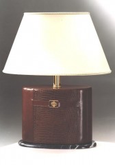 Настольная лампа на широкой овальной ножке в кожаной отделке - bst/109