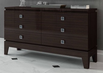 Горизонтальный комод с 6 ящиками, отделанный шпоном макассара - mar/300