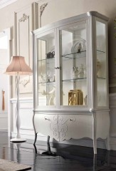 Торшер на фигурной белой ножке с розовым абажуром - mdg/1126