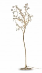 Позолоченный торшер в форме дерева со стеклянными цветами и листьями - par/172