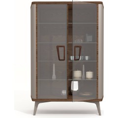 Современная витрина с 2 распашными стеклянными дверками - med/038