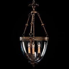 Бронзовая люстра с 3 свечами в стеклянном плафоне - bad/275