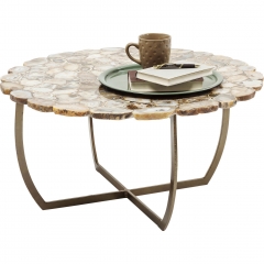 Круглый бежевый стол из агата - krc/2756