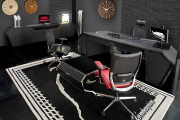Черный дизайнерский кабинет с красными акцентами - fmi/175